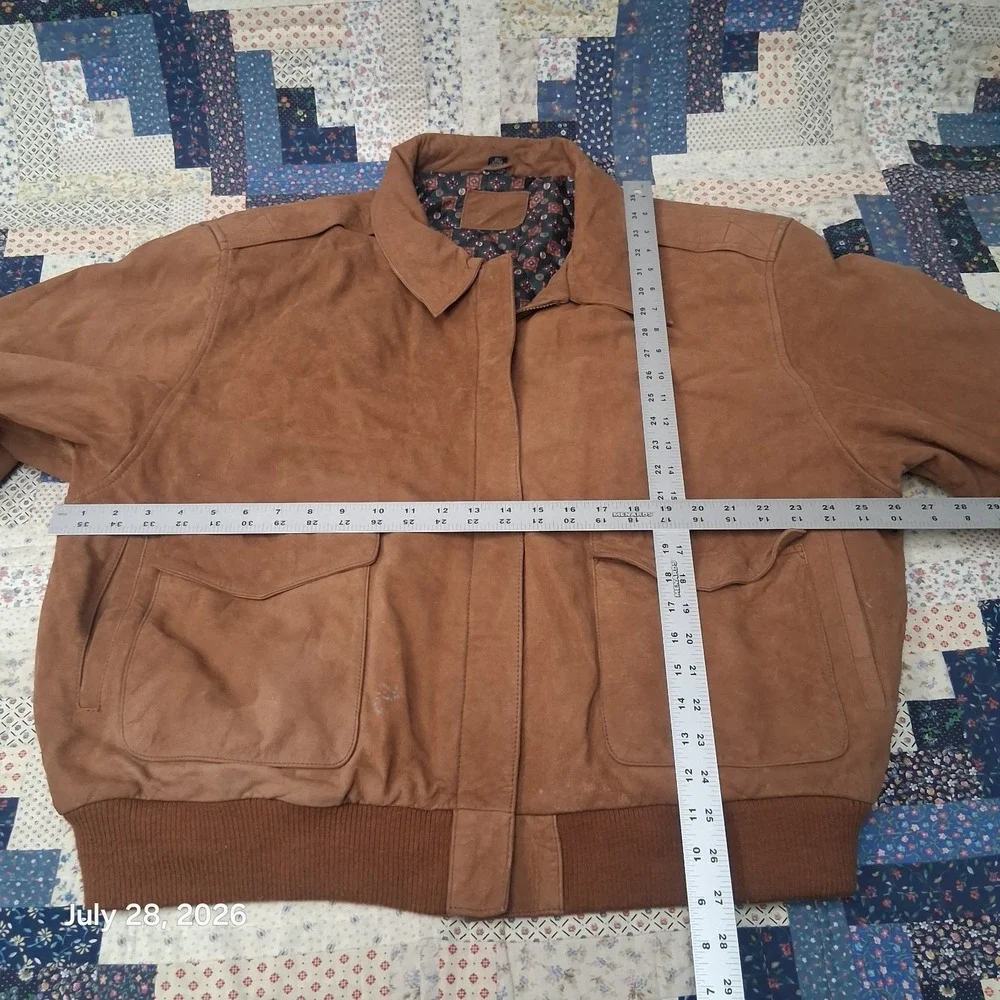 Vintage Hunt Club Womens Leather Bomber Jacket Size 2X Brown Soft Lined